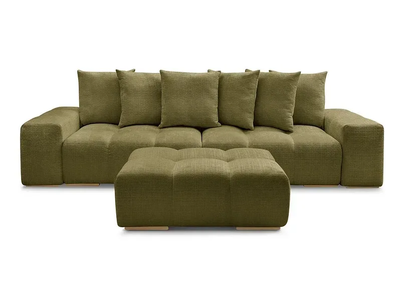 3er Sofa mit Hocker BOBOCHIC ANAKIN Stoff mit Textur grün