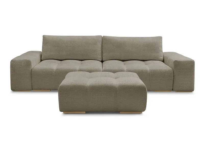 3er Sofa mit Hocker BOBOCHIC ANAKIN Stoff mit Textur taupe