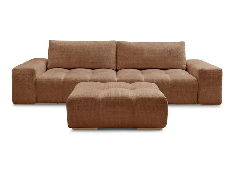3er Sofa mit Hocker BOBOCHIC ANAKIN Stoff mit Textur orange
