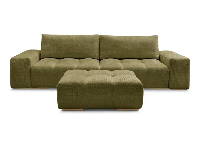 3er Sofa mit Hocker BOBOCHIC ANAKIN Stoff mit Textur grün