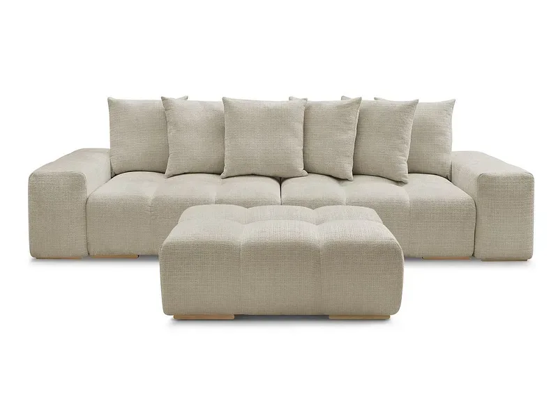 3er Sofa mit Hocker BOBOCHIC ANAKIN Stoff mit Textur beige
