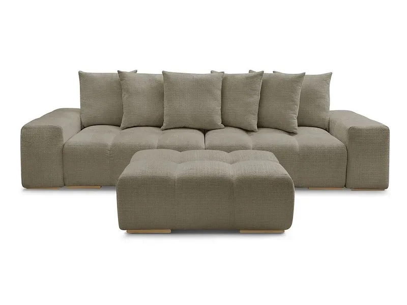 3er Sofa mit Hocker BOBOCHIC ANAKIN Stoff mit Textur taupe