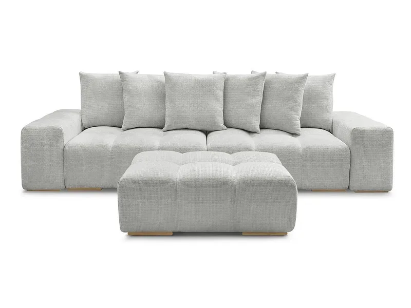 3er Sofa mit Hocker BOBOCHIC ANAKIN Stoff mit Textur hellgrau