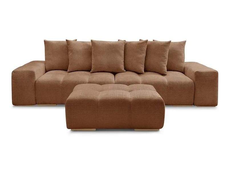 3er Sofa mit Hocker BOBOCHIC ANAKIN Stoff mit Textur orange