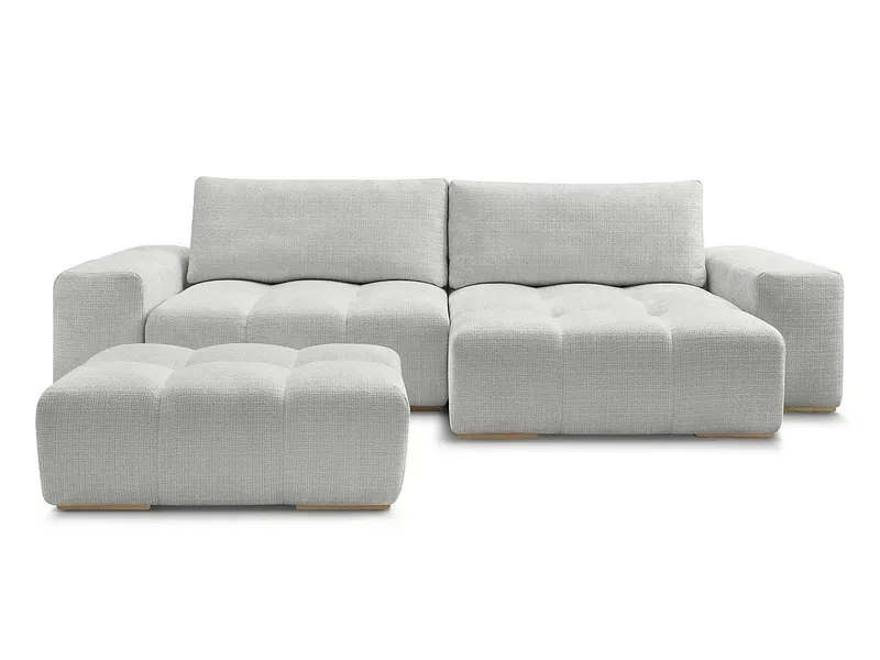 Ecksofa mit Hocker BOBOCHIC ANAKIN Stoff mit Textur hellgrau