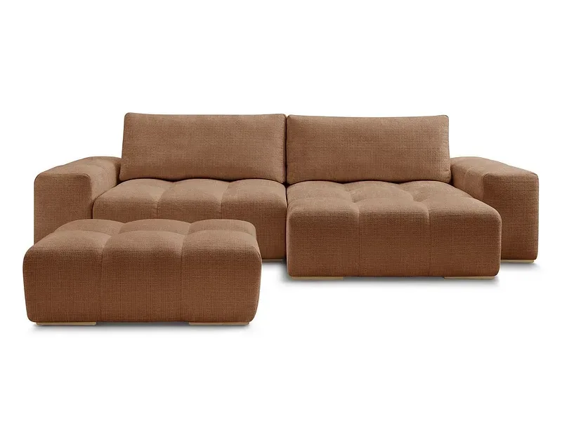 Ecksofa mit Hocker BOBOCHIC ANAKIN Stoff mit Textur orange