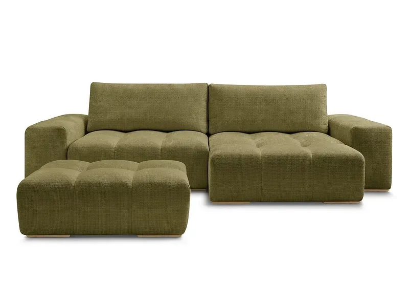 Ecksofa mit Hocker BOBOCHIC ANAKIN Stoff mit Textur grün