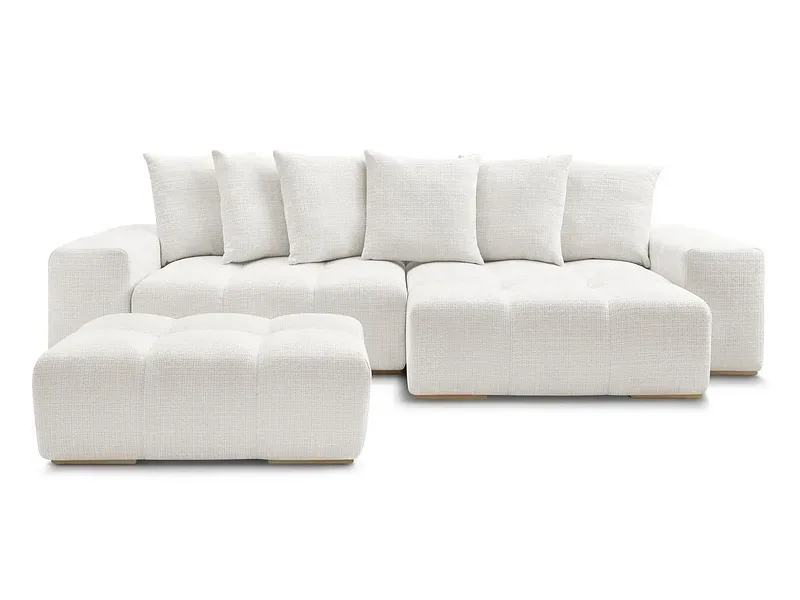 Ecksofa mit Hocker BOBOCHIC ANAKIN Stoff mit Textur weiss
