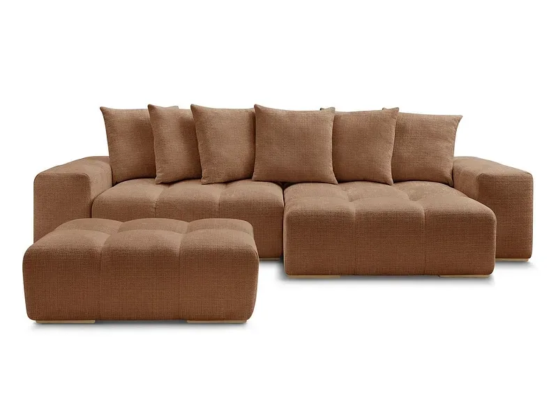 Ecksofa mit Hocker BOBOCHIC ANAKIN Stoff mit Textur orange