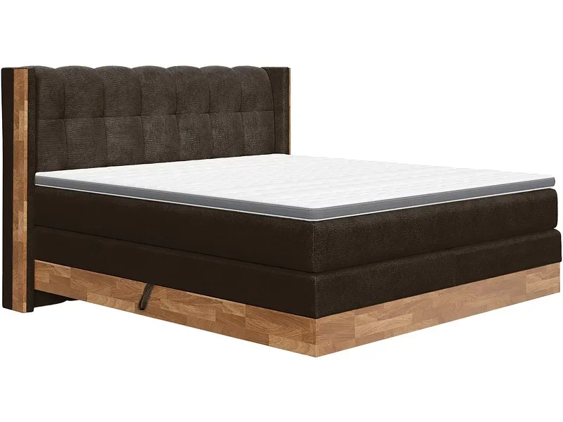 Boxspringbett MATTERHORN dunkelbraun 200x200cm flexibel / halbfest