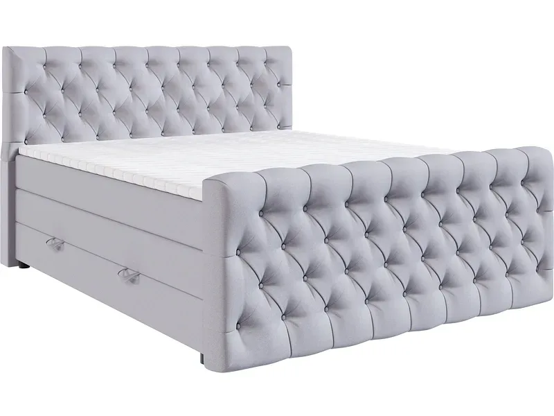 Boxspringbett KINGDOM grau 160x200cm halbfest