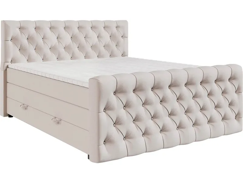 Boxspringbett KINGDOM beige 160x200cm halbfest