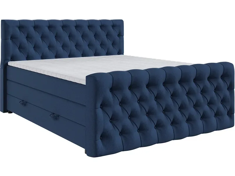 Boxspringbett KINGDOM dunkelblau 140x200cm halbfest