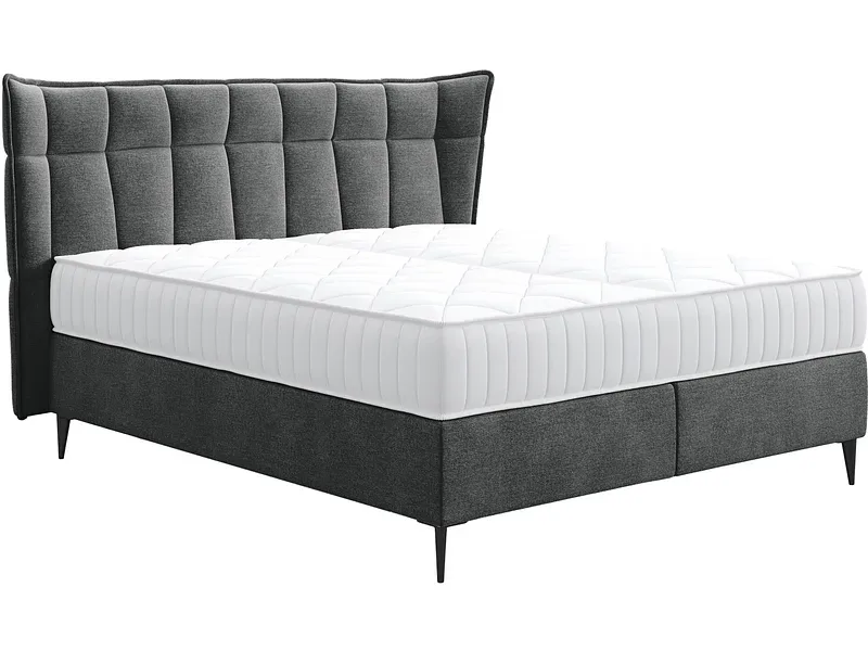 Boxspringbett PALACE grau anthrazit 160x200cm flexibel / fest