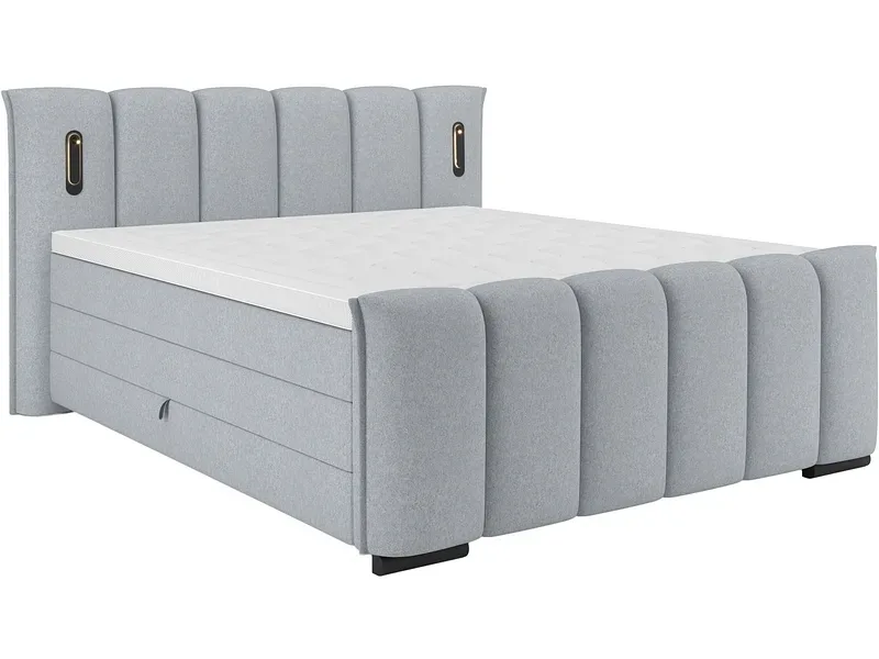 Boxspringbett ELYSIA beton grau 200x200cm halbfest