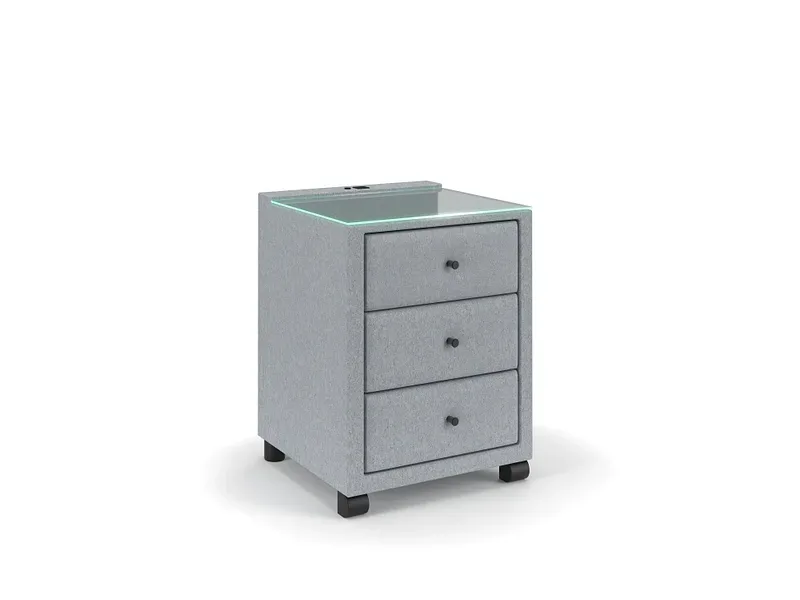 Nachttisch ELYSIA 3 Schubladen 45.5x48x68cm beton grau stoff / plastik