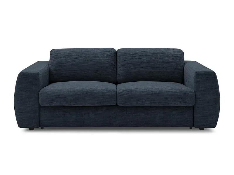 3er Sofa BOBOCHIC HUGO Stoff mit Textur dunkelblau