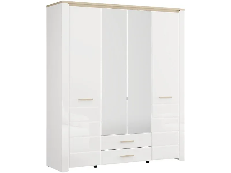 Schrank ABERDEEN weiss glänzend 4 Türen 2 Schubladen