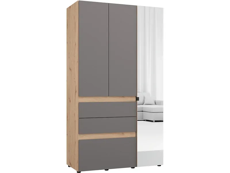 Drehtürenschrank HELSINKI graphite gray 3 Türen 3 Schubladen
