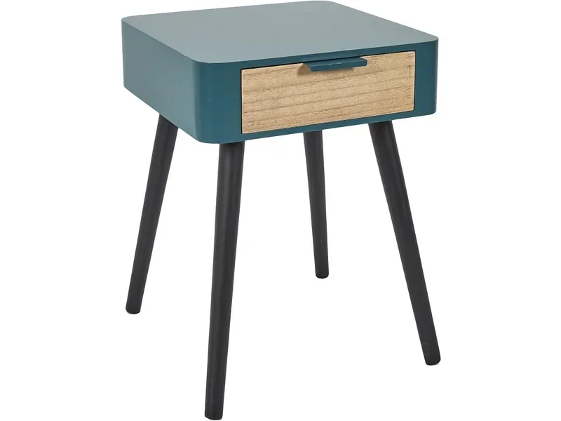 Nachttisch HOME DECO FACTORY ESSENTIEL 1 Schublade 34.8x37x48cm blau massives holz