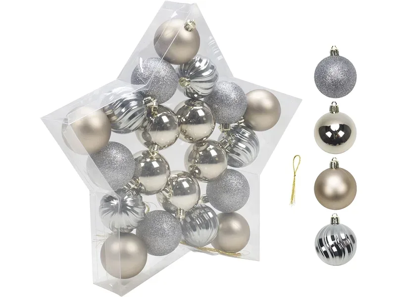 Set 20 Weihnachtskugeln MERRY goldfarben
