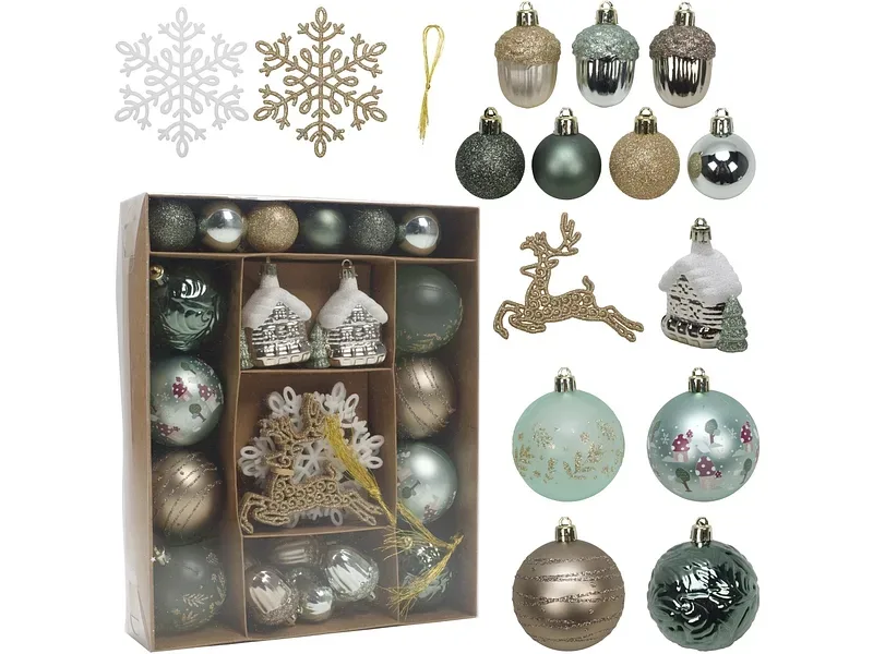 Set 38 Weihnachtskugeln MERRY grün