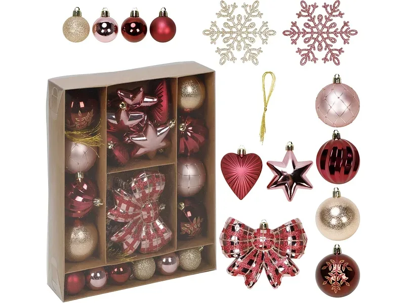 Set 38 Weihnachtskugeln MERRY rot
