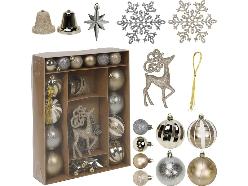 Set 38 Weihnachtskugeln MERRY goldfarben