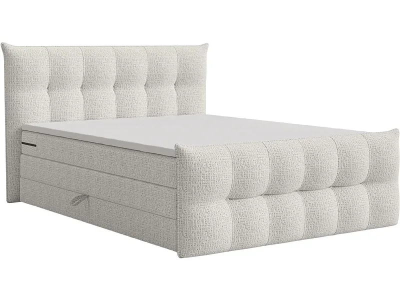 Boxspringbett ANGORA elfenbein 140x200cm halbfest