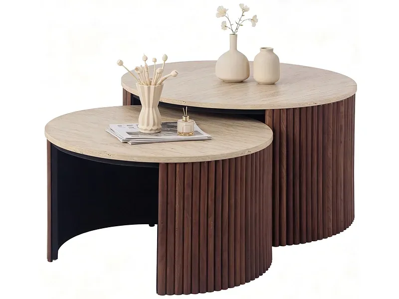 Set für Couchtische LUNA 70x70x42cm beige