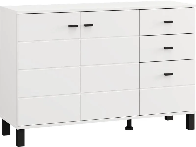 Kommode ALMOND 2 Türen 3 Schubladen 35x115.5x77.5cm weiss melamin