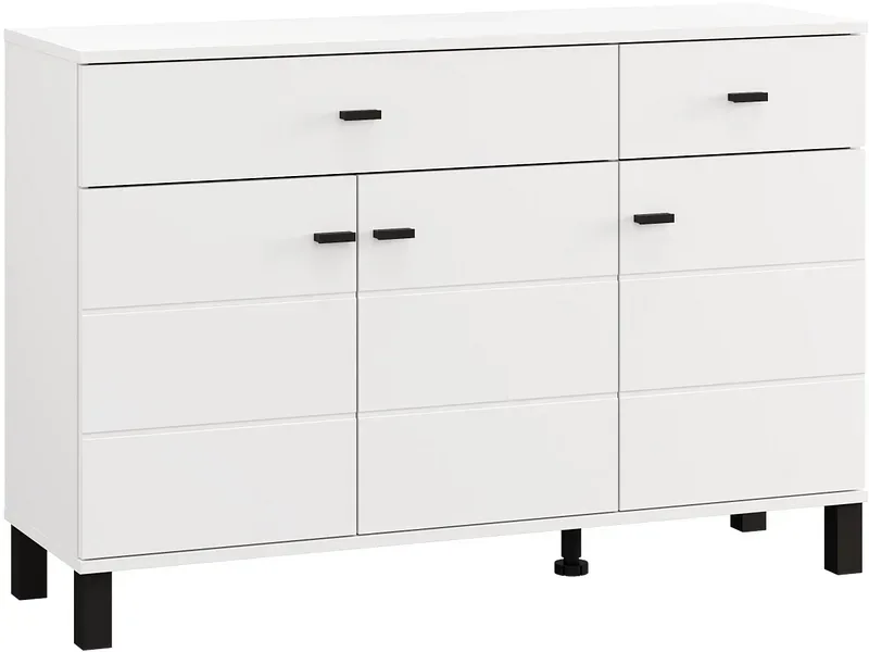 Kommode ALMOND 3 Türen 2 Schubladen 35x115.5x77.5cm weiss melamin
