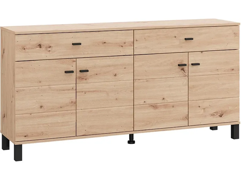 Kommode ALMOND 4 Türen 2 Schubladen 35x154x77.5cm artisan eiche melamin