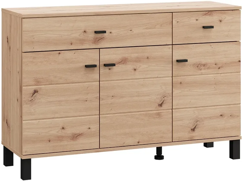 Kommode ALMOND 3 Türen 2 Schubladen 35x115.5x77.5cm artisan eiche melamin
