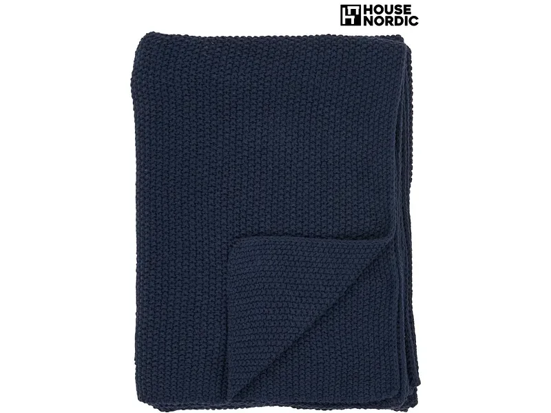 HOUSE NORDIC Decke SANTOS 130x170cm dunkelblau unifarben