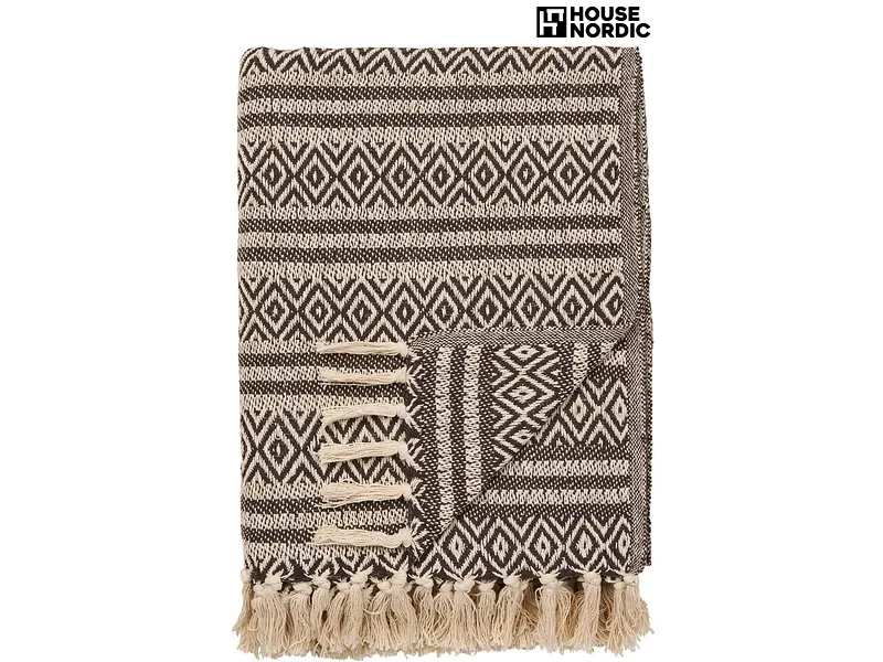 HOUSE NORDIC Decke EMILIE 130x180cm rotbraun bedruckt