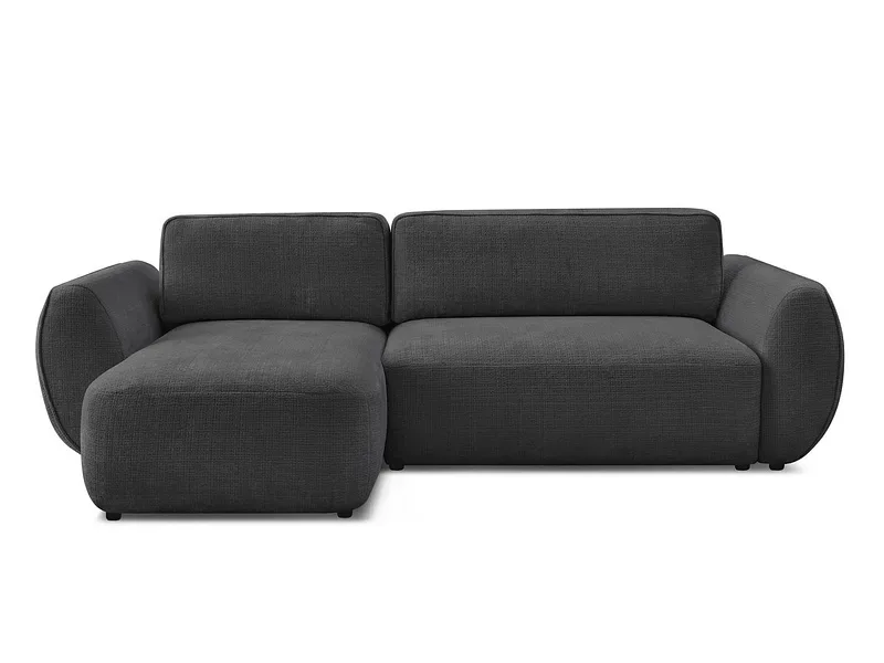 Ecksofa BOBOCHIC DENISE Stoff mit Textur schwarz