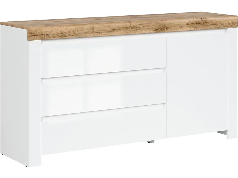 Kommode HOLTEN 1 Tür 3 Schubladen 42x156x83.5cm weiss laminiert