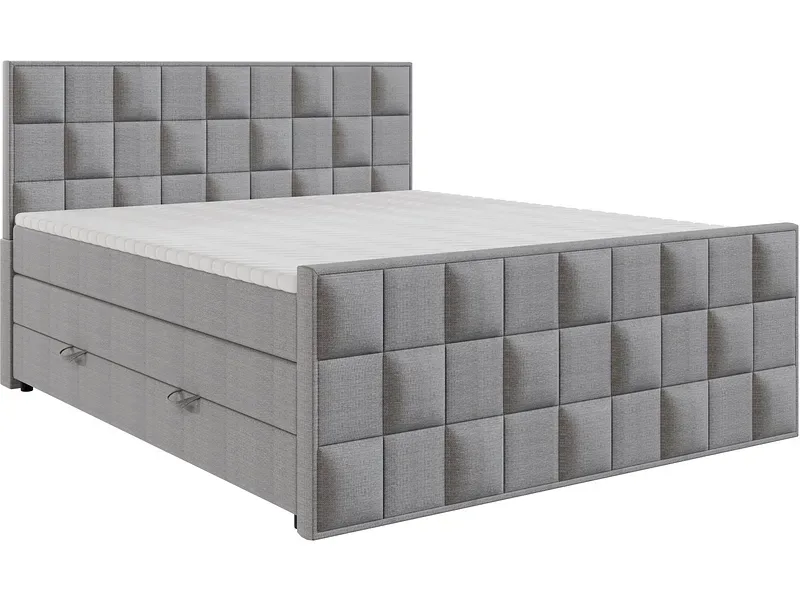 Boxspringbett ARIA grau 140x200cm halbfest