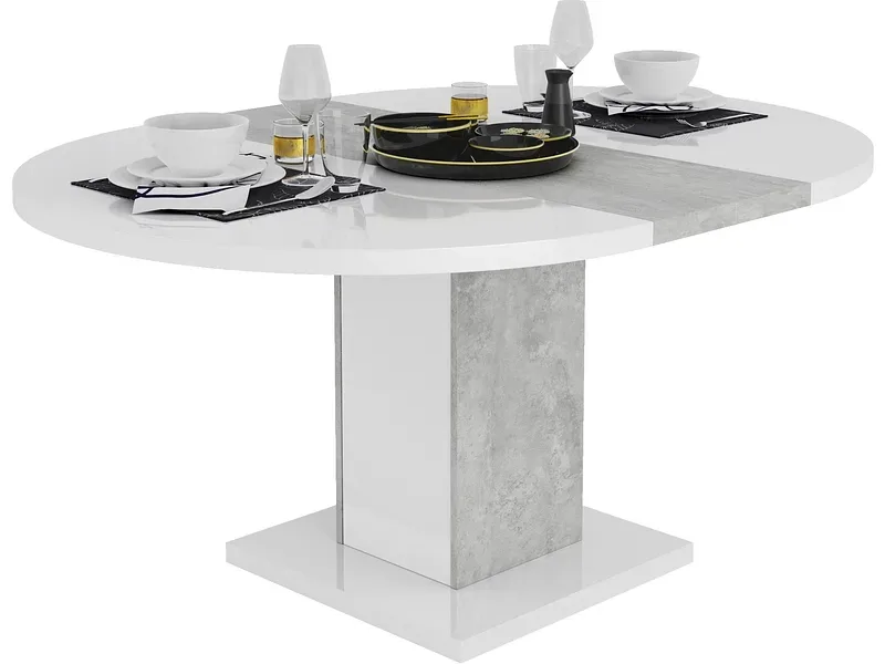 CIANN Tisch ausziehbar GOYA 120-165x120x76cm weiss glänzend