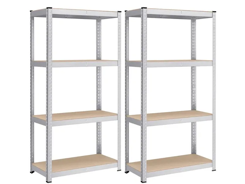 SONGMICS Set aus 2 Schwerlastregalen SMART 80x40x160cm edelstahl edelstahl / melamin