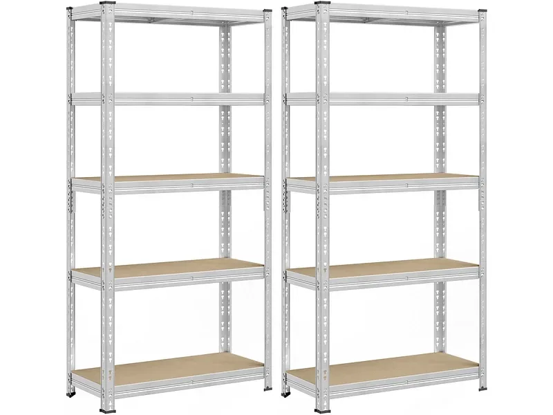 SONGMICS Set aus 2 Schwerlastregalen SMART 90x40x180cm edelstahl edelstahl / melamin