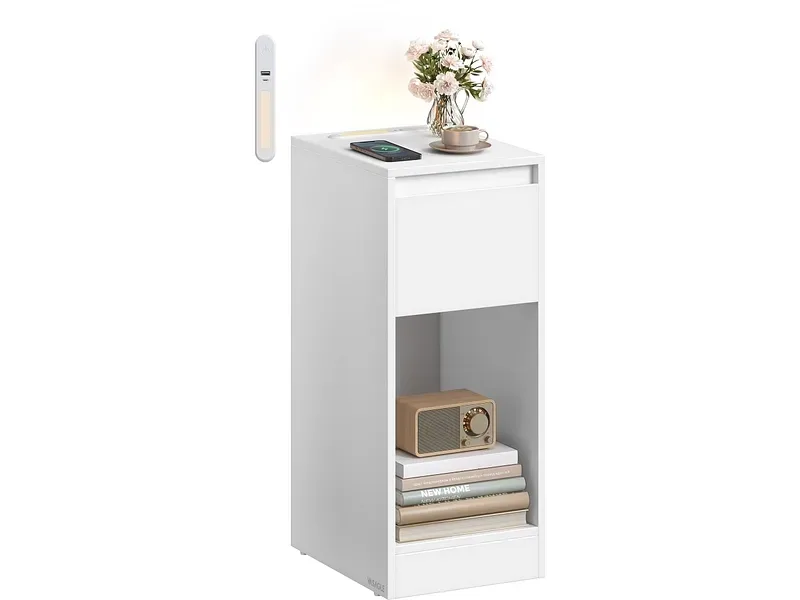Nachttisch SONGMICS LIGHTY 1 Schublade 25x30x59.5cm wolkenweiss melamin