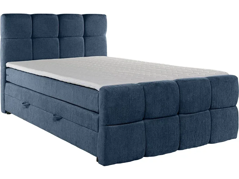Boxspringbett GELATO dunkelblau 200x200cm halbfest