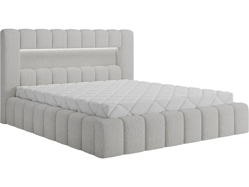 Bett ELTAP LAMICA 160x200cm boucle-stoff weiss