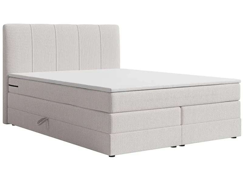 Boxspringbett HELENE beige 140x200cm halbfest