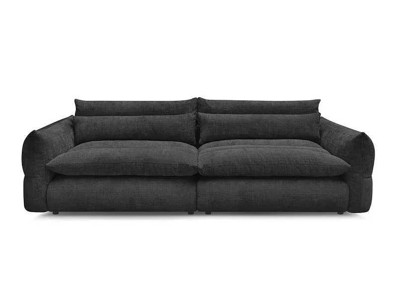 3er Sofa BOBOCHIC NEIL Stoff mit Textur schwarz