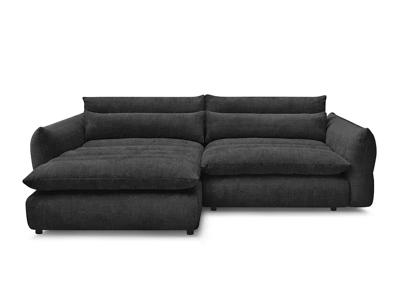 Ecksofa BOBOCHIC NEIL Stoff mit Textur schwarz