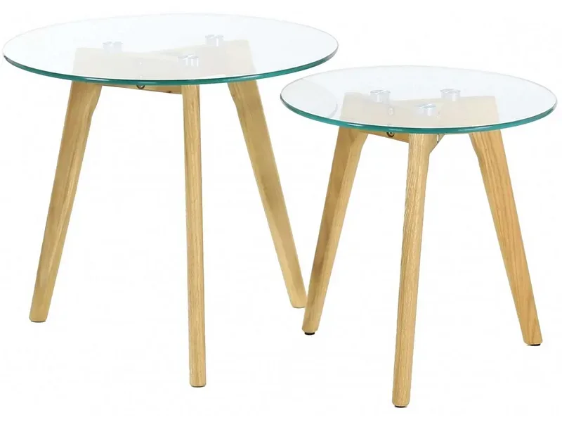 HOME DECO FACTORY 2 Beistelltische GALET 43.5x43.5x50cm durchsichtig