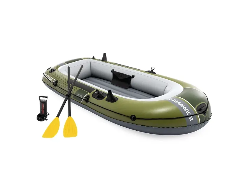 INTEX Ausflugsboot-Set, Paddel und Pumpe olivgrün